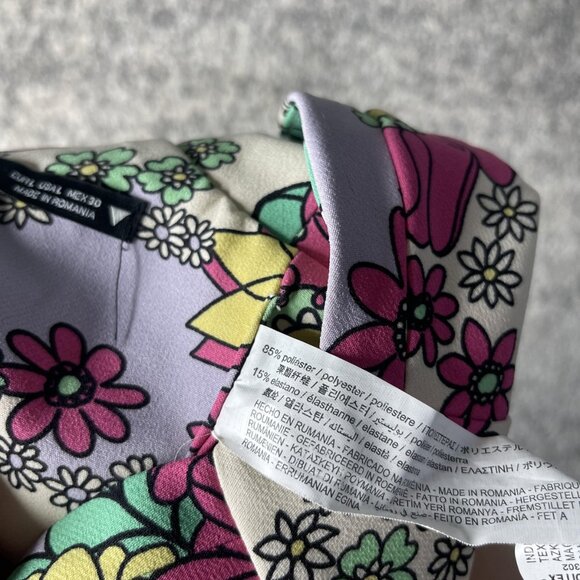 Zara Floral Crop Top Womens Large Strappy Corset Lace Up Back Y2K - Picture 8 of 8